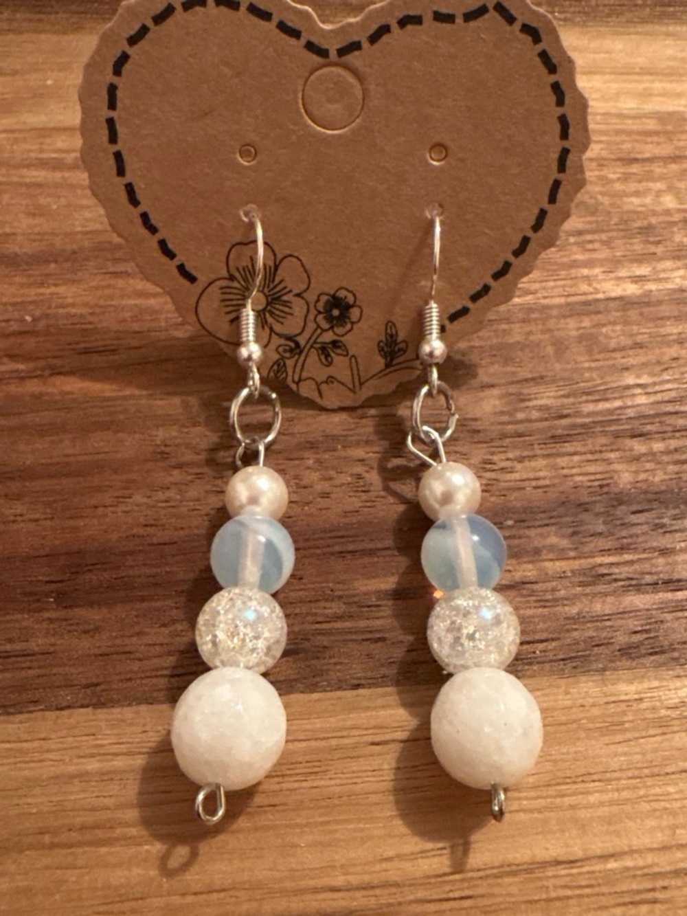 Handcrafted Pearl, Quartz & Opalite Drop Earrings